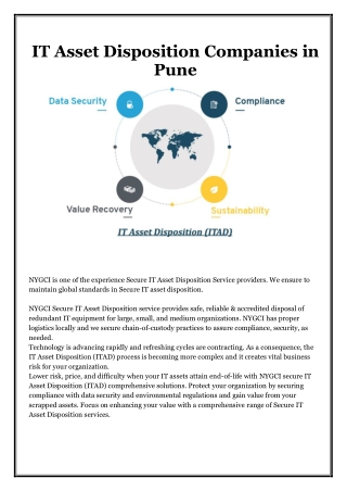 IT Asset Disposition Comapnies in Pune