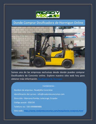 Donde Comprar Dosificadora de Hormigon Online