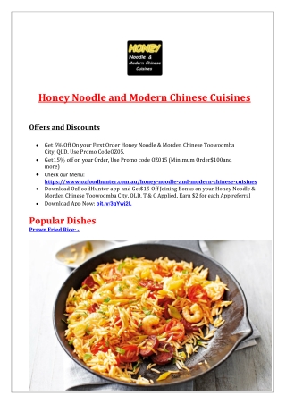 5% Off - Honey Noodle & Morden Chinese Toowoomba City, QLD