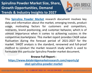 Spirulina Powder Market is Driven by Rising in the Demand for Natural Ingredient