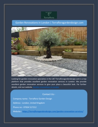 Garden Renovations in London | Terrafloragardendesign.com