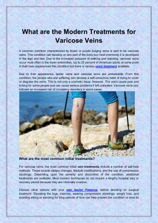 What are the Modern Treatments for Varicose Veins