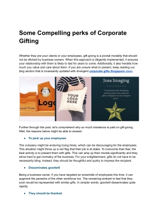 Some Compelling perks of Corporate Gifting
