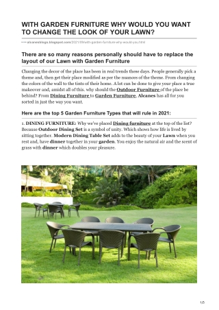 WITH GARDEN FURNITURE WHY WOULD YOU WANT TO CHANGE THE LOOK OF YOUR LAWN?