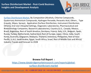 Surface Disinfectant Market - Post-Covid Business Insights and Development Analysis