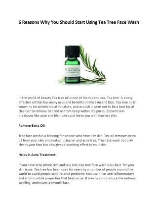 6 Reasons Why You Should Start Using Tea Tree Face Wash