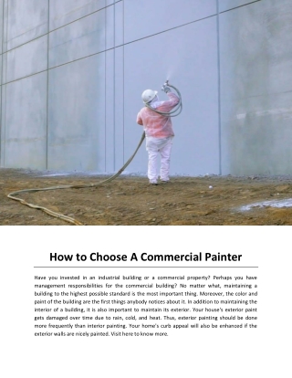 How to Choose A Commercial Painter