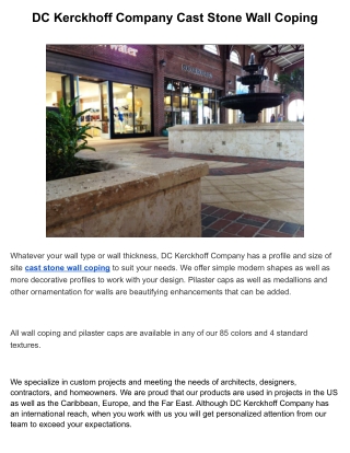 PDF - DC Kerckhoff Company Cast Stone Wall Coping