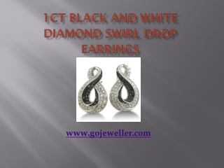 1ct Black and White Diamond Swirl Drop Earrings
