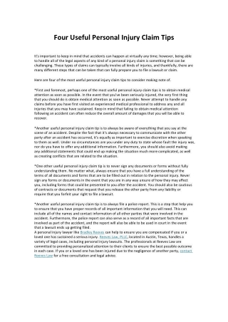 Four Useful Personal Injury Claim Tips