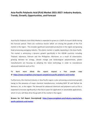 Asia-Pacific Polylactic Acid (PLA) Market