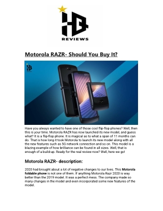Motorola RAZR- Should You Buy It