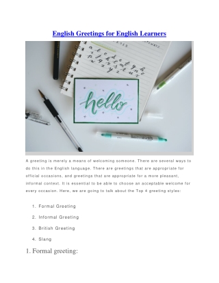 English Greetings for English Learners