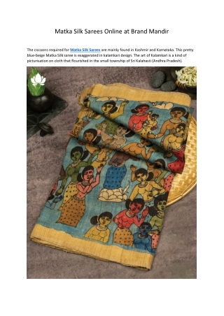 Matka Silk Sarees Online at Brand Mandir