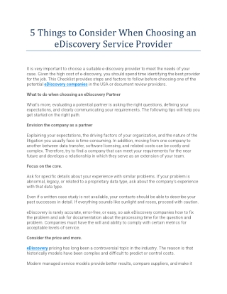 5 Things to Consider When Choosing an eDiscovery Service Provider