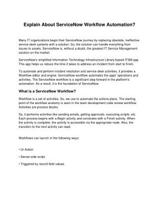Explain About ServiceNow Workflow