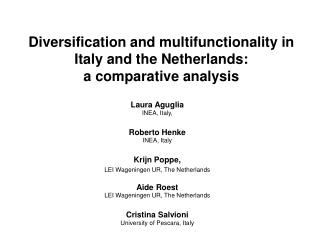 Diversification and multifunctionality in Italy and the Netherlands: a comparative analysis