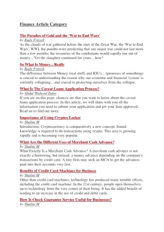Finance Article Category