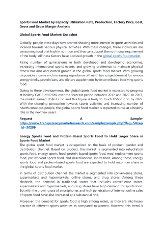 Sports Food Market by Capacity Utilization Rate, Production, Factory Price, Cost
