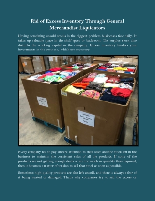 Rid of Excess Inventory Through General Merchandise Liquidators