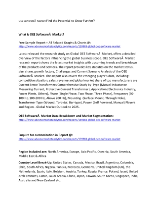 OEE SoftwareÂ  Market