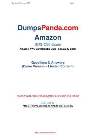 Amazon BDS-C00 Dumps Questions - Study Tips For Infomations (2021)