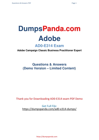 Adobe AD0-E314 Dumps Questions - Study Tips For Infomations (2021)