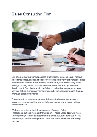 Sales Consulting Firm