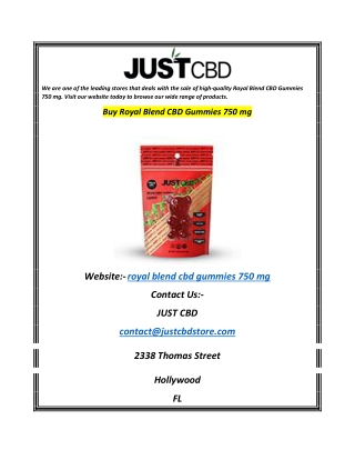 Buy Royal Blend CBD Gummies 750 mg