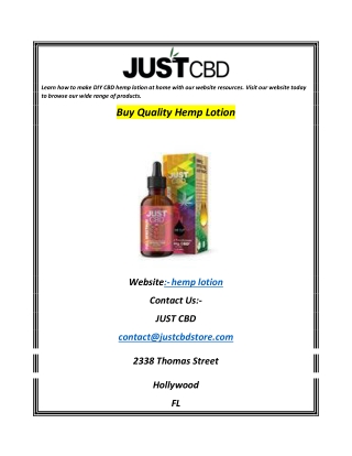 Buy Quality Hemp Lotion