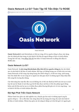 Oasis Network Là Gì Toàn Tập Về Tiền Điện Tử ROSE