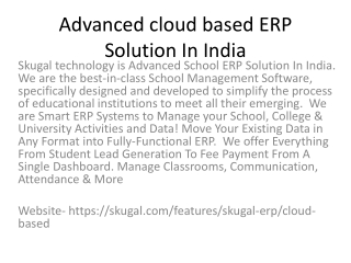 Advanced cloud based ERP Solution In India