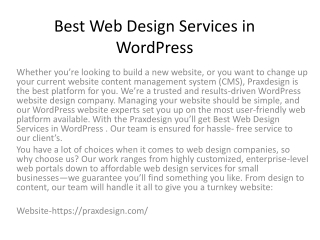 Best Web Design Services in WordPress