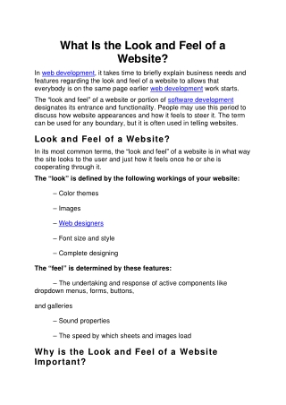 What Is the Look and Feel of a Website