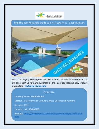 Find The Best Rectangle Shade Sails At A Low Price | Shade Matters