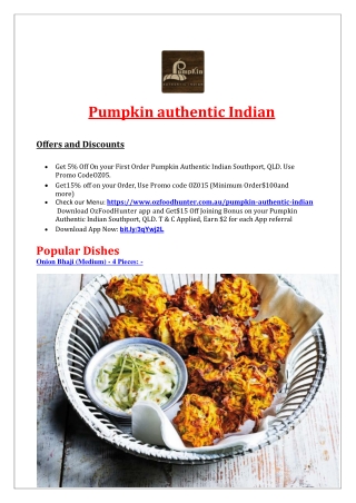 5% off - Pumpkin Authentic Indian Restaurant Southport Delivery, QLD