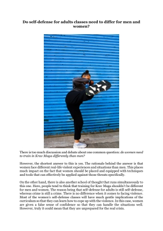Do self-defense for adults classes need to differ for men and women?