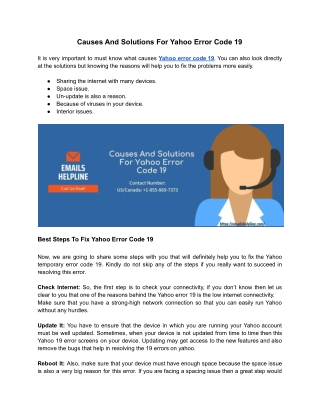 Causes And Solutions For Yahoo Error Code 19