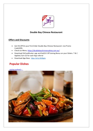 Double Bay Chinese Restaurant Menu, NSW - 5% off