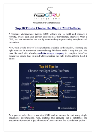 Top 10 Tips to Choose the Right CMS Platform