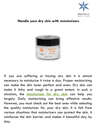 Handle your dry skin with moisturizers