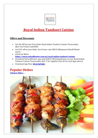 5% Off - Royal Indian Tandoori Cuisine Toowoomba Menu, QLD