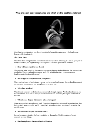 What are open back headphones and which are the best for a listener?