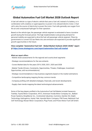 2021 Automotive Fuel Cell Market Global Analysis Report
