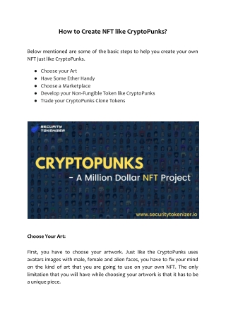 How to Create NFT like CryptoPunks_