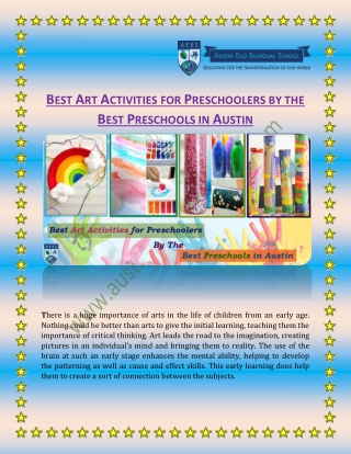 Best Art Activities for Preschoolers by the Best Preschools in Austin