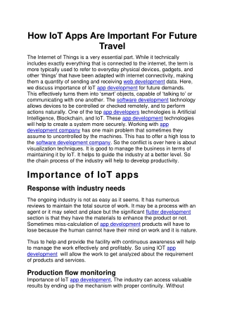 How IoT Apps Are Important For Future Travel