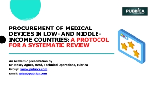 Procurement of medical devices in countries a protocol for a systematic review – Pubrica