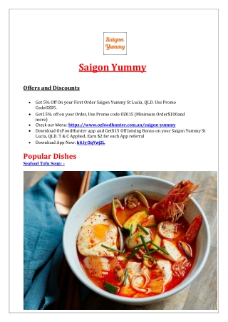 5% Off - Saigon Yummy St Lucia Menu, QLD