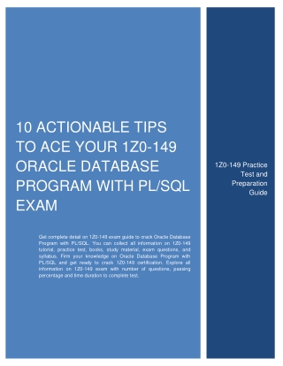 10 Actionable Tips to Ace Your 1Z0-149 Oracle Database Program with PL/SQL Exam